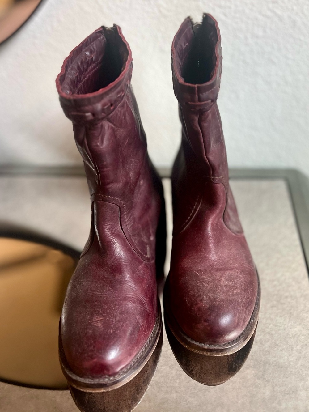 Farylrobin + FREE PEOPLE Leather Combat Boots Deep Red Women's US 8 - Picture 4 of 6